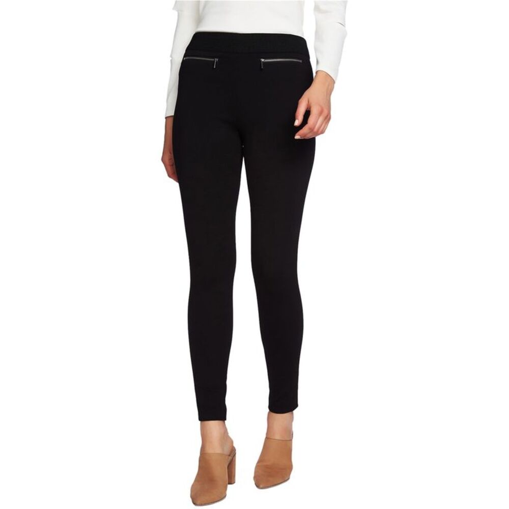 1.STATE Womens Zip Faux Pockets Tapered Leggings Casual Pants, Black, S, DM